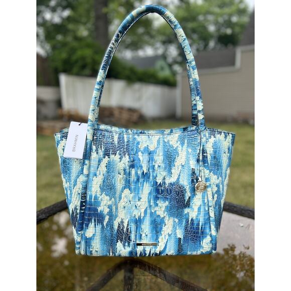 BRAHMIN BAILEE Deep Water Melbourne Genuine Leather NWT~Large Handbag B000513 - Picture 1 of 9